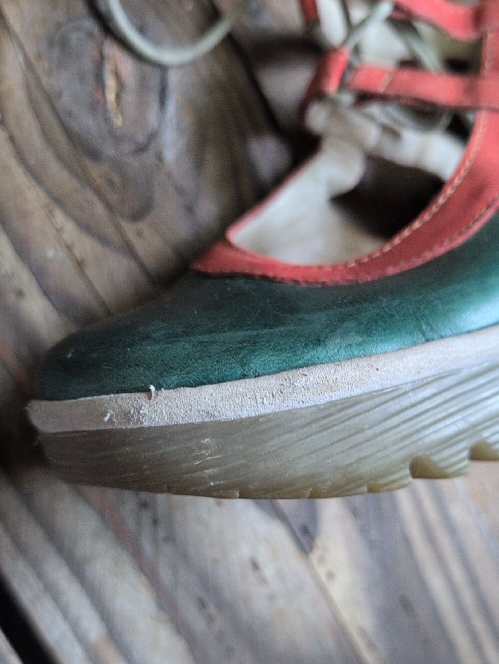 FLY London Teal + Coral Mary Jane Wedges - Picture 6 of 8